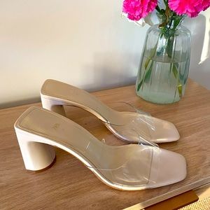 Zara Tan Block Heel w/Clear Vinyl Top